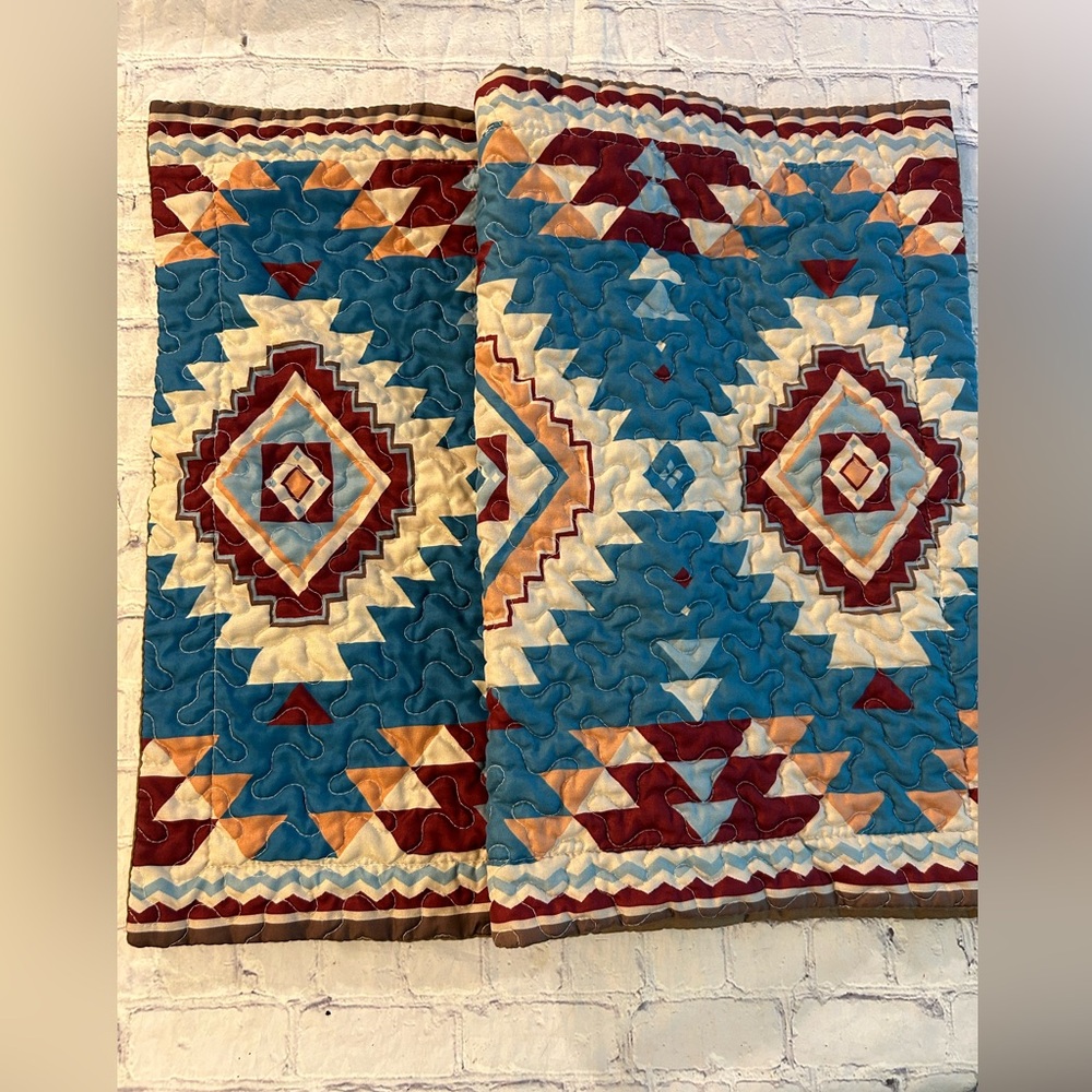 COLLECTIONS ETC. SET OF (2) AZTEC PRINT STANDARD SIZE PILLOW SHAMS (2021)